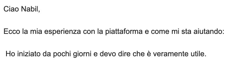Testimonianza Cliente