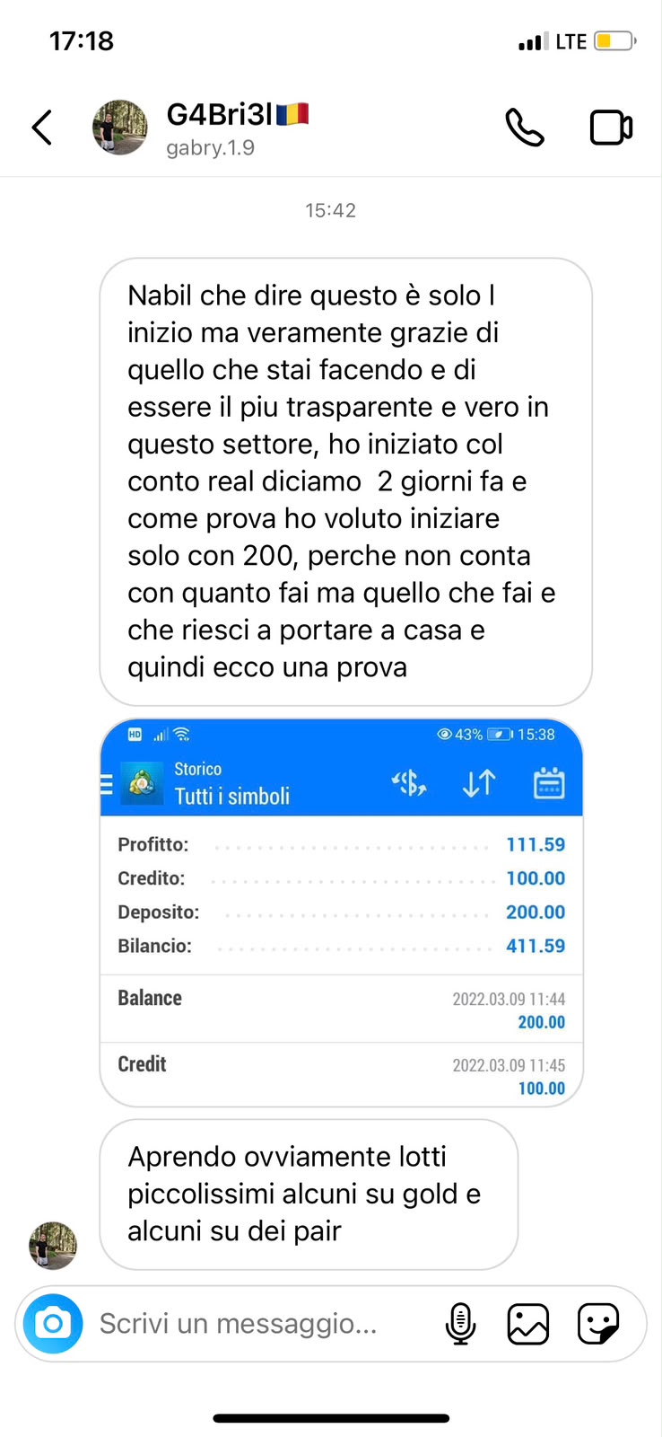 Testimonianza Cliente Infinity