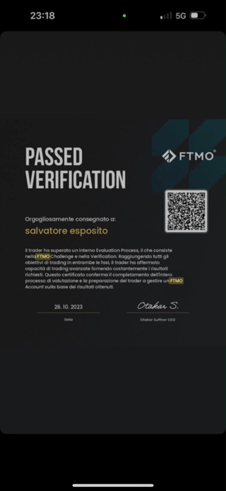 Payout Salvatore — FTMO