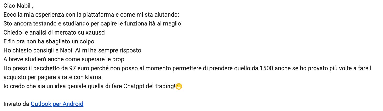 Testimonianza Cliente Starter